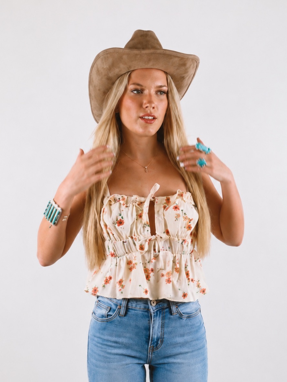 New Fall Magnolia Tiered Floral Cami Top